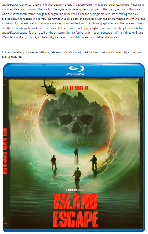 Island Escape (2023) Epic Pictures Blu-ray Review